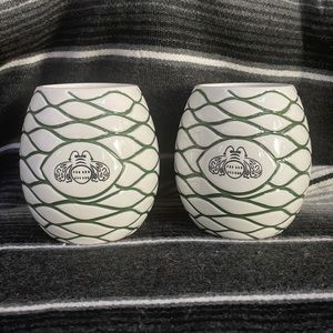 2 Patron Tequila Ceramic Agave Margarita Glasses BNIB